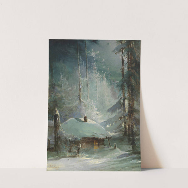 Hut in a wintry forest Object type painting by Alexei Kondratievich Savrasov