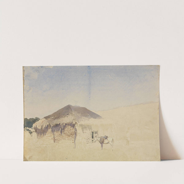 Hütten, Mann, Pferd by Ferdinand Keller