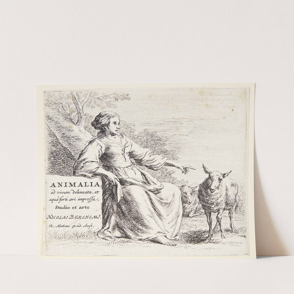 Hyrdinde med et får Titelblad til Får by Nicolaes Pietersz. Berchem