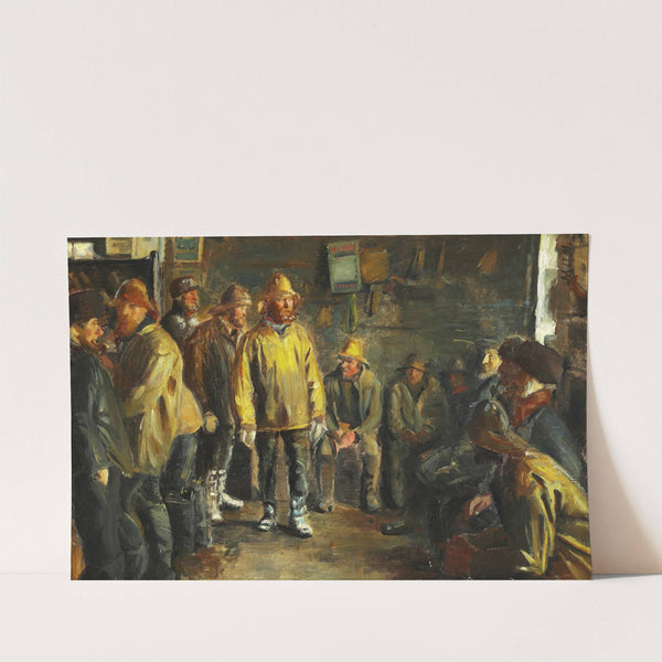 I købmandens bod en vinterdag når der ikke fiskes (1891) by Michael Ancher