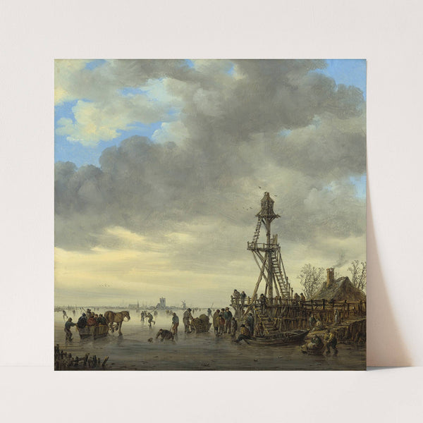 Ice Scene near a Wooden Observation Tower by Jan van Goyen