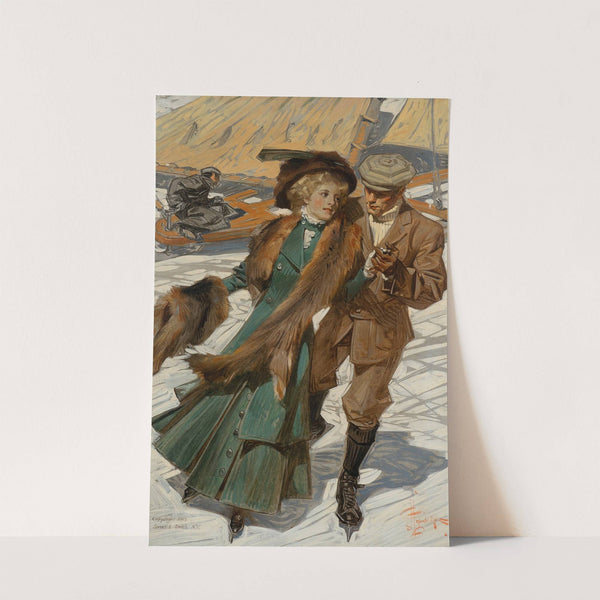 Ice Skaters (1909) by Joseph Christian Leyendecker