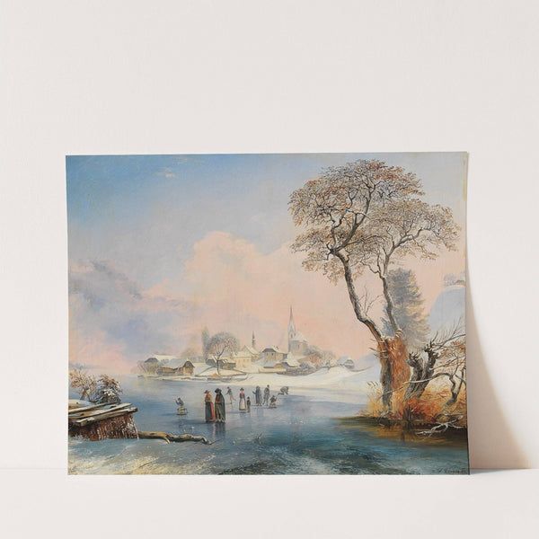 Ice skating by Maria Wörth on Lake Wörthersee by Johann Werner