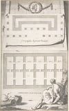 Ichnographia (or groundplan) of the Arch of Septimius Severus (above) and the Curia Hostilia (below)