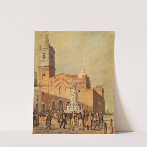 Iglesia de Santo Domingo (procesión de Nuestra Señora del Rosario, 1830) (1830) by Charles Pellegrini
