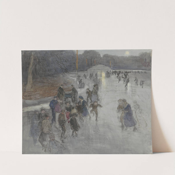 IJsvermaak bij maanlicht, op een bevroren vijver in het Haagse Bosch by Johan Antonie de Jonge