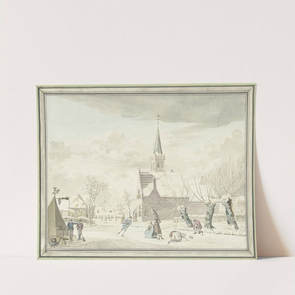 IJsvermaak in het dorp Kortenhoef by Cornelis van Noorde