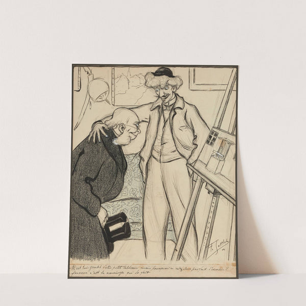 Il est très gentil votre petit tableau mais pourquoi n’avez vous pas fait l’escalier – farceur c’est le concierge q (1902) by Fernand Louis Gottlob