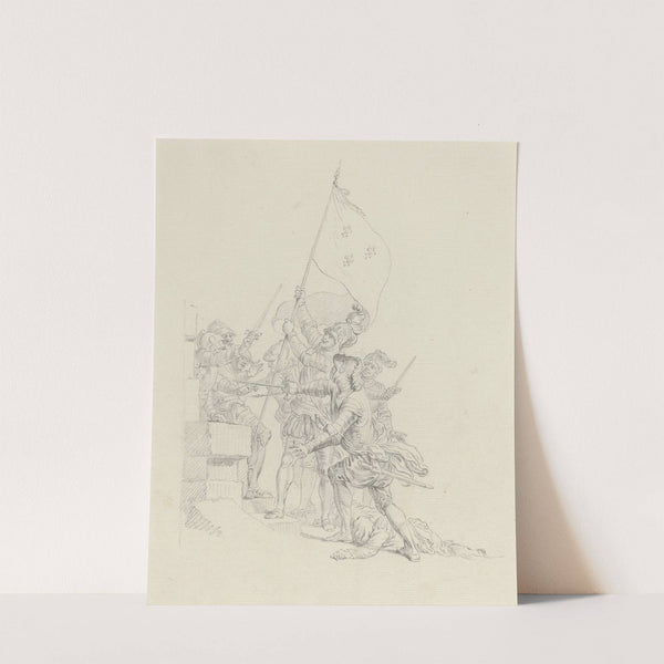 Il monte - il a déjà de ses mains triomphantes... by Hubert-François Gravelot