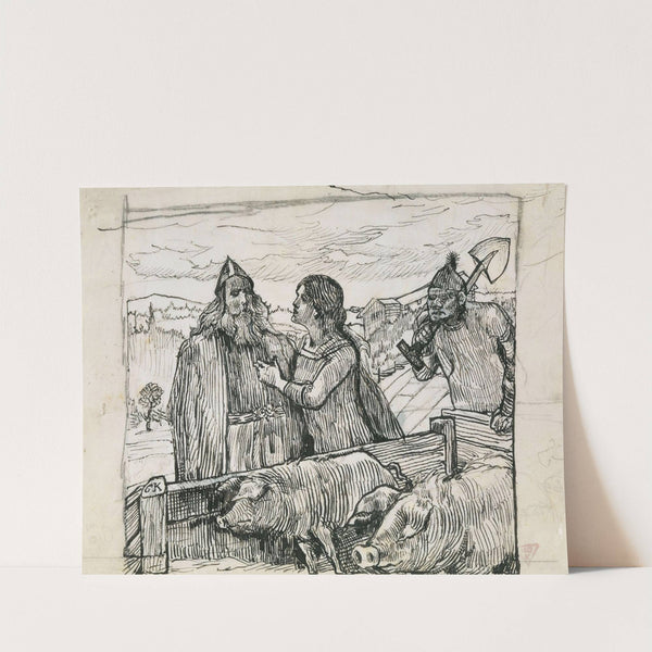 Illustrasjon til ‘Olav Tryggvasons Saga’ i Snorre Sturlason, Kongesagaer, Kristiania 1899 (1895-1899) by Christian Krohg