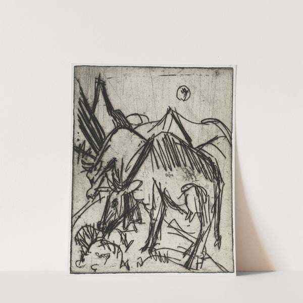 Im Mondschein weidende Kühe (1919) by Ernst Ludwig Kirchner