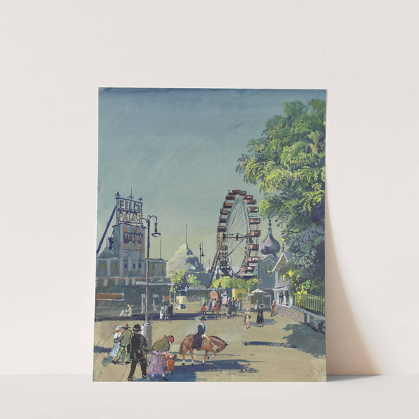 Im Prater bei der Hochschaubahn, Riesenrad u. Filmpalast (1942) by Oskar Laske