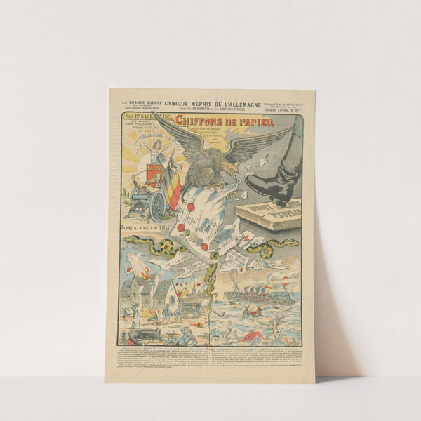 Imagerie d’Epinal. N° 89ter, La grande guerre en images – Cynique mépris de l’Allemagne pour ses engagements et le droit des peuples (1915) by Georges Morinet