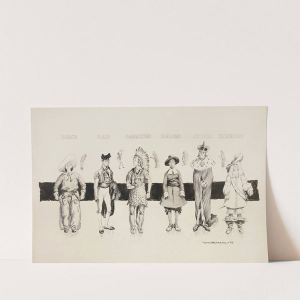 Images of several proud men, with small images of them doing menial tasks in the backgroun (1897) by William Henry Walker