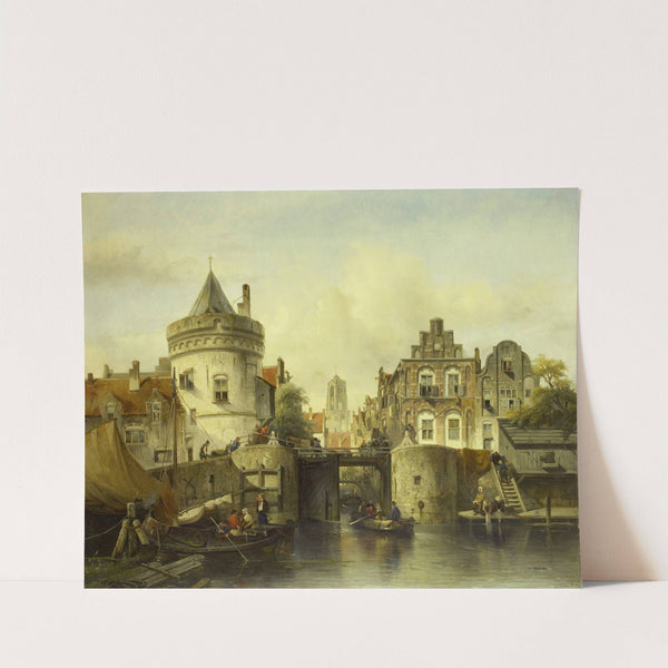 Imaginary View based on the Kolksluis, Amsterdam by Salomon Leonardus Verveer