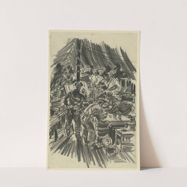 Impression - opurtions tent just before a bombing mission Guadalcanal early 43 by Howard Brodie