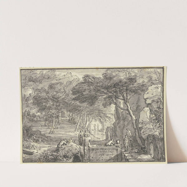 In einem Hain bei einem Brunnen viele Figuren by Abraham Genoels II