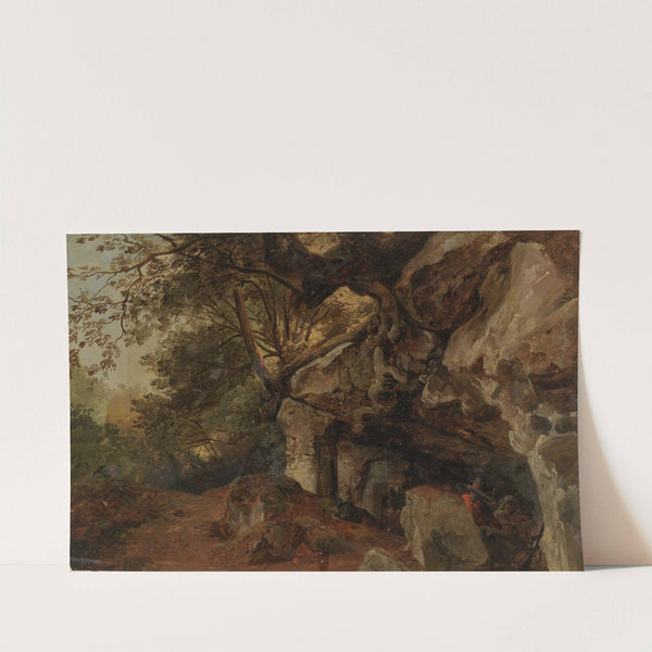 In einem Hinterhalt lauernde Räuber mit vor die Gesichter gebundenen Tüchern by Johann Baptist Kirner