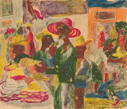In front of a stall with hats (1939)