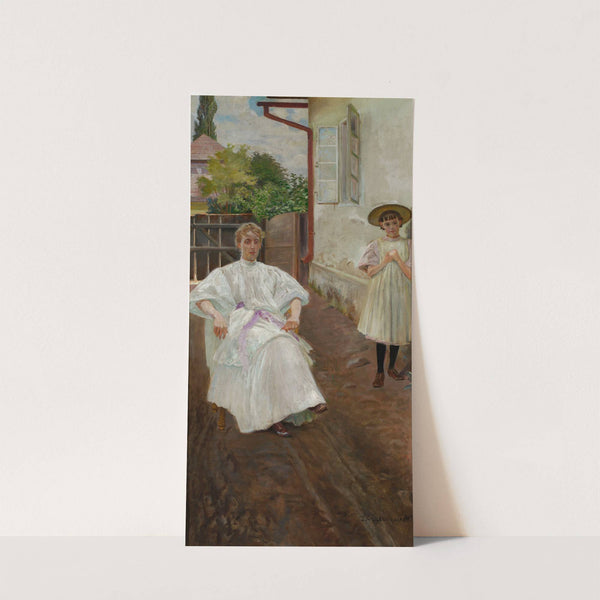 In front of the house – artist’s wife and daughter (1896) by Jacek Malczewski