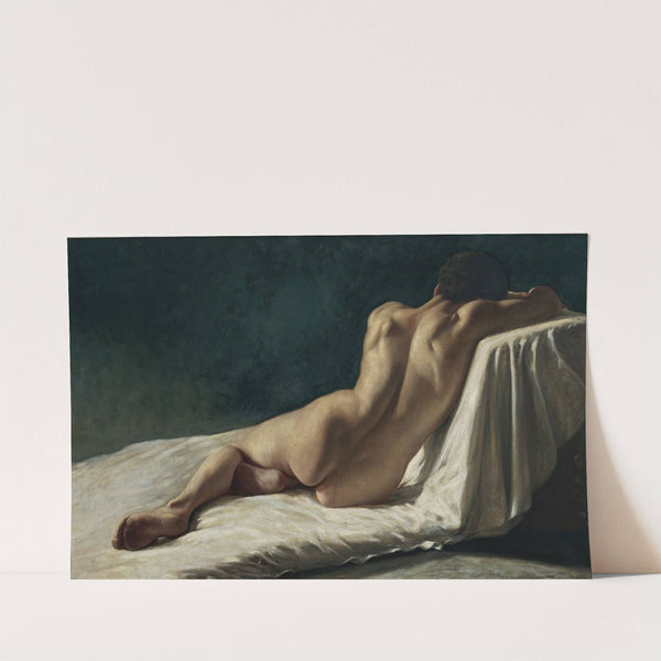 In Gedanken versunken (Männlicher Rückenakt, auf einem Divan liegend) by Paul Klapper