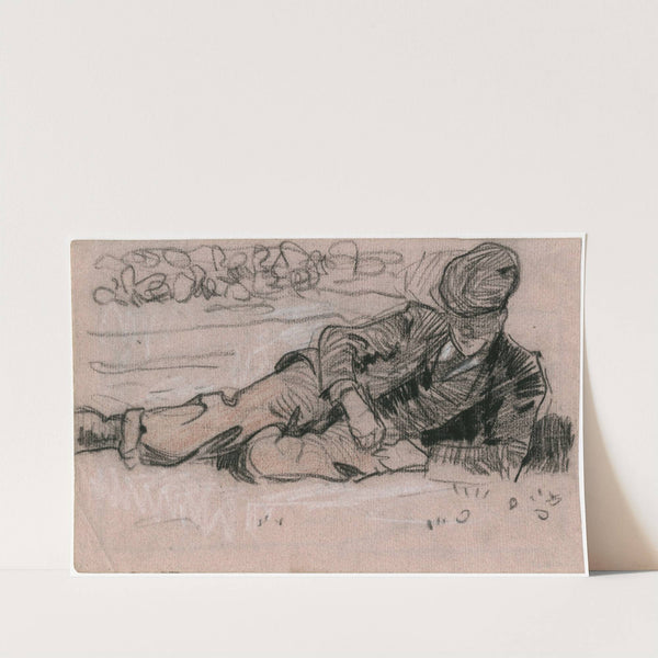 In het gras liggende man by Theo van Hoytema