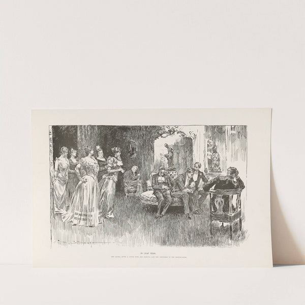 In leap year – The Ladies, after a little wine and tobacco, join the gentlemen in the drawing room (1896) by Charles Dana Gibson