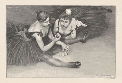 In the greenroom; danseuses playing with ‘osselets’ (1893)