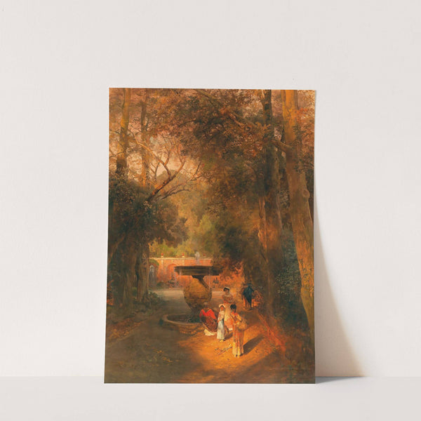 In the park by the fountain of Villa Torlonia in Frascati, near Rome by Oswald Achenbach