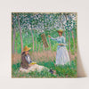 In The Woods At Giverny- Blanche Hoschedé At Her Easel With Suzanne Hoschedé Reading by Claude Monet