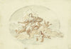 In Wolken schwebender weiblicher Genius mit Krone