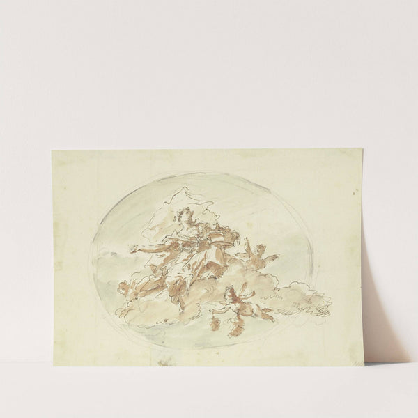 In Wolken schwebender weiblicher Genius mit Krone by Gaspare Diziani