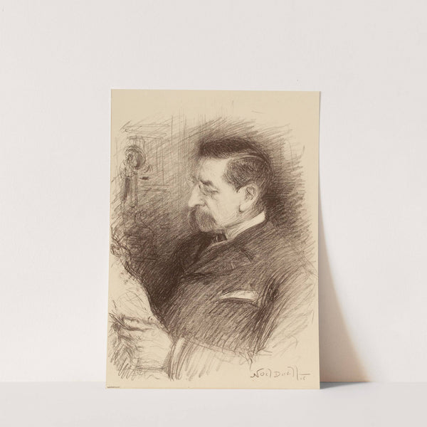 Inconnu à moustaches, lunettes rondes, profil gauche, lisant (1906) by Noël Dorville