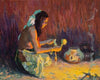 Indian Brave Kneeling Before the Firelight (1921)