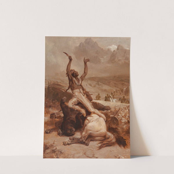 Indian brave rejoicing over slain bear by Johannes Adam Simon Oertel