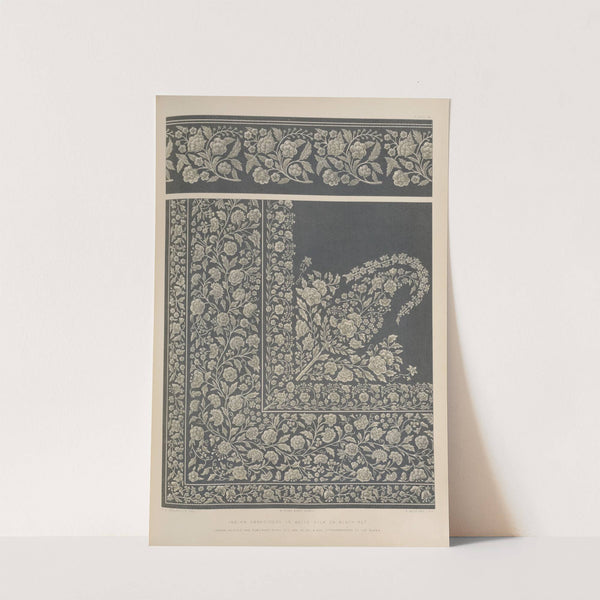 Indian embroidery in white silk on black net. by Matthew Digby Wyatt