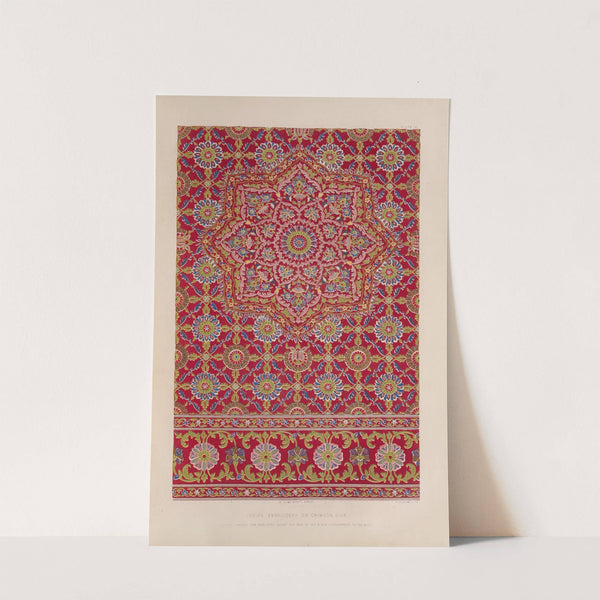 Indian embroidery on crimson silk by Matthew Digby Wyatt