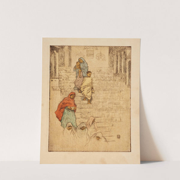 Indian ladies stepping down stairs by Charles Bartlett