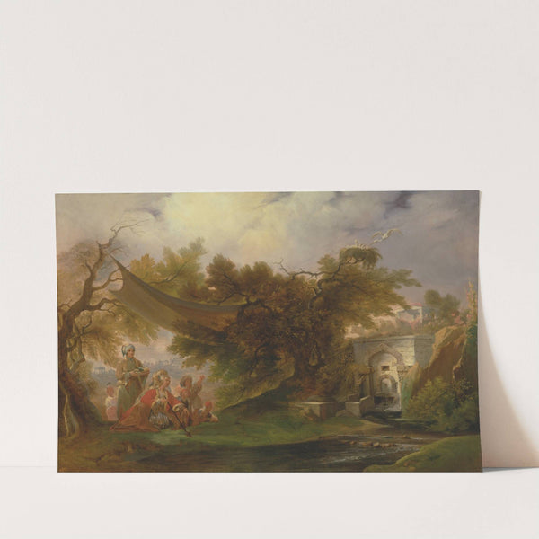 Indian Landscape with Figures near a Stream by William Daniell