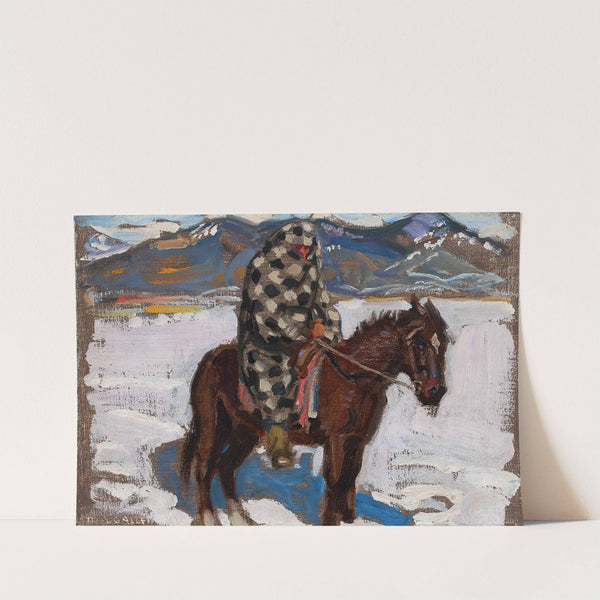 Indian On Horseback In Snow (1925) by Akseli Gallen-Kallela