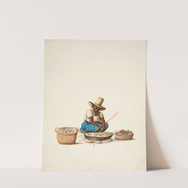 Indian Woman Cooking Fish by Francisco Fierro