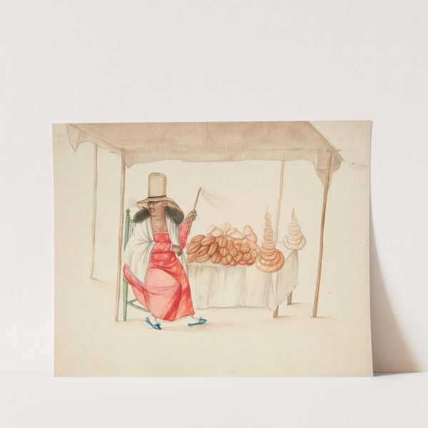 Indian Woman Smoking Cigar in Front of Breadstand by Francisco Fierro