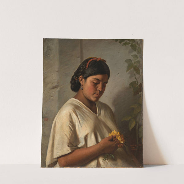 Indian Woman with Marigold (Mujer indígena con cempasúchil) by Felipe Santiago Gutiérrez