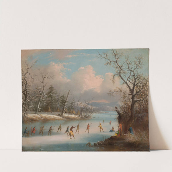 Indians Playing Lacrosse on the Ice by Edmund C. Coates