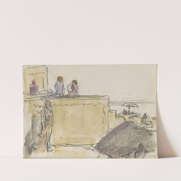 Indiërs op een trap aan de Ganges (1924 - 1925) by Marius Bauer