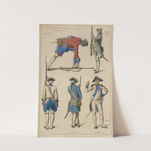 Infanterie Francaise, 2me moitie du XVIIIme siecle. Soldats. 1756. Officier au salut. 1765. Soldat. 1767. Capitaine. 1784. by Raphaël Jacquemin