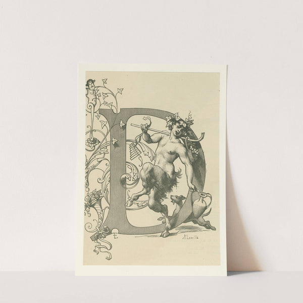 Initial ‘D’ with satyr (1881) by François Emile Ehrmann