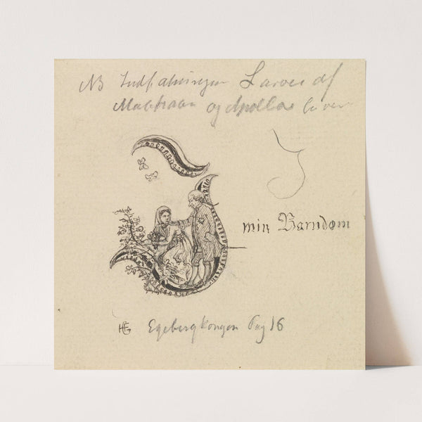 Initial til ‘Egebergkongen’ (1878) by Hans Gude