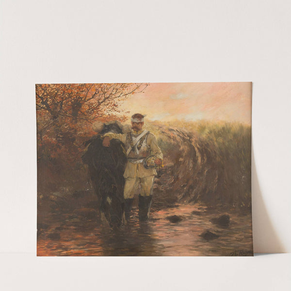 Injured guard-cuirassier of the 1st bataillon with horse by Theodor Rocholl