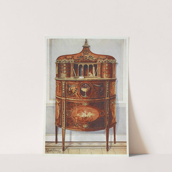 Inlaid and painted satinwood writing-desk cabinet, ormolu mounted by Edwin Foley